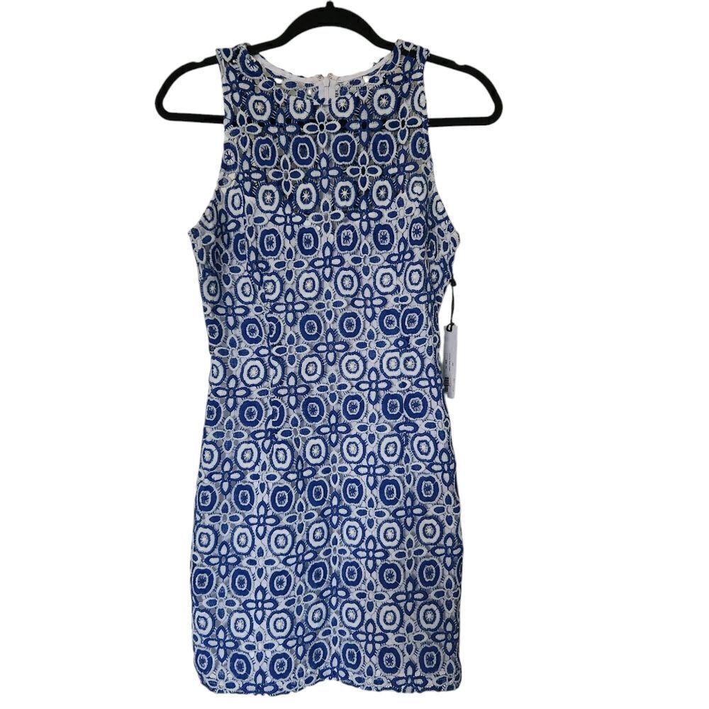 BB Dakota Women's Charise Blues Embroidered Lace Overlay Dress Size 2